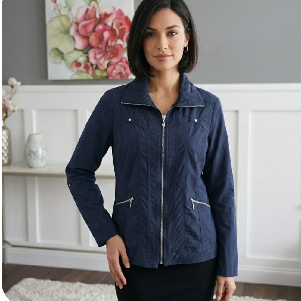 Lana Sport Navy Blue Lightweight Utility Jacket – Chic & Versatile- Size 12